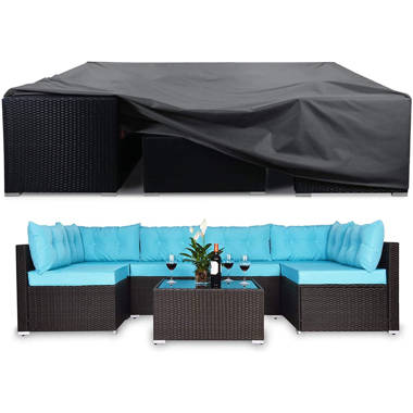 Kinbor 7pcs outdoor patio furniture shop sectional pe wicker rattan sofa set